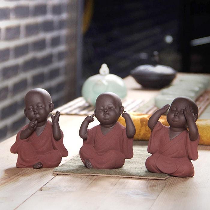 Statue Bouddha Moine Marron - Édition ZenCraft