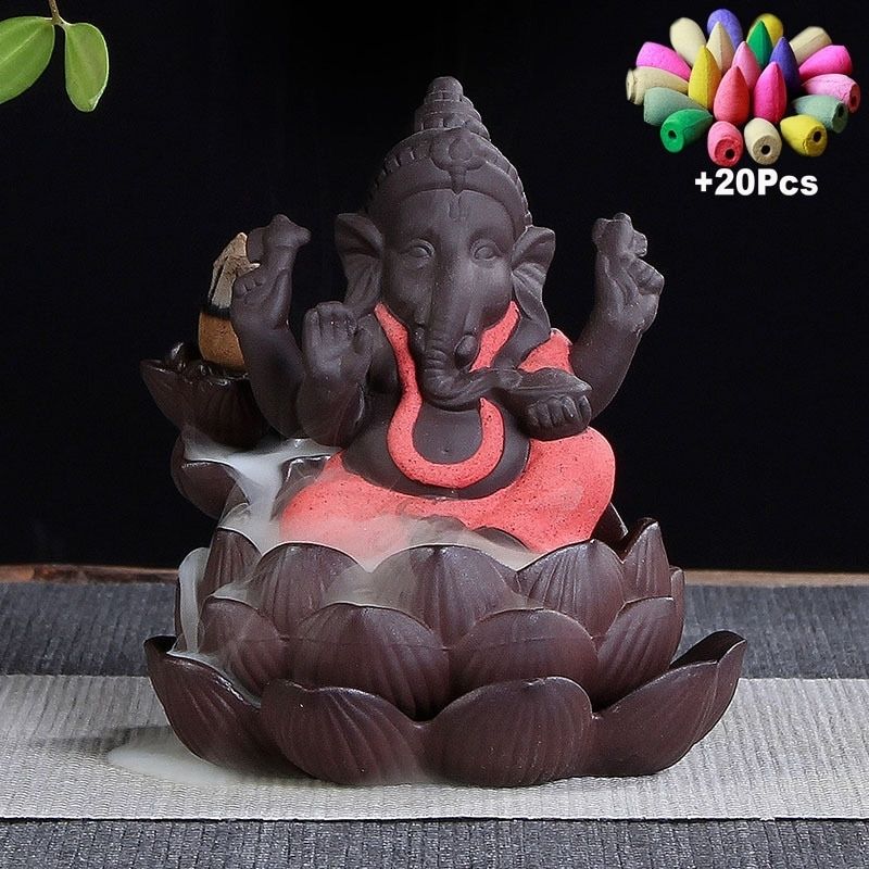 Statue Ganesh Rouge d'Inde - Édition Premium