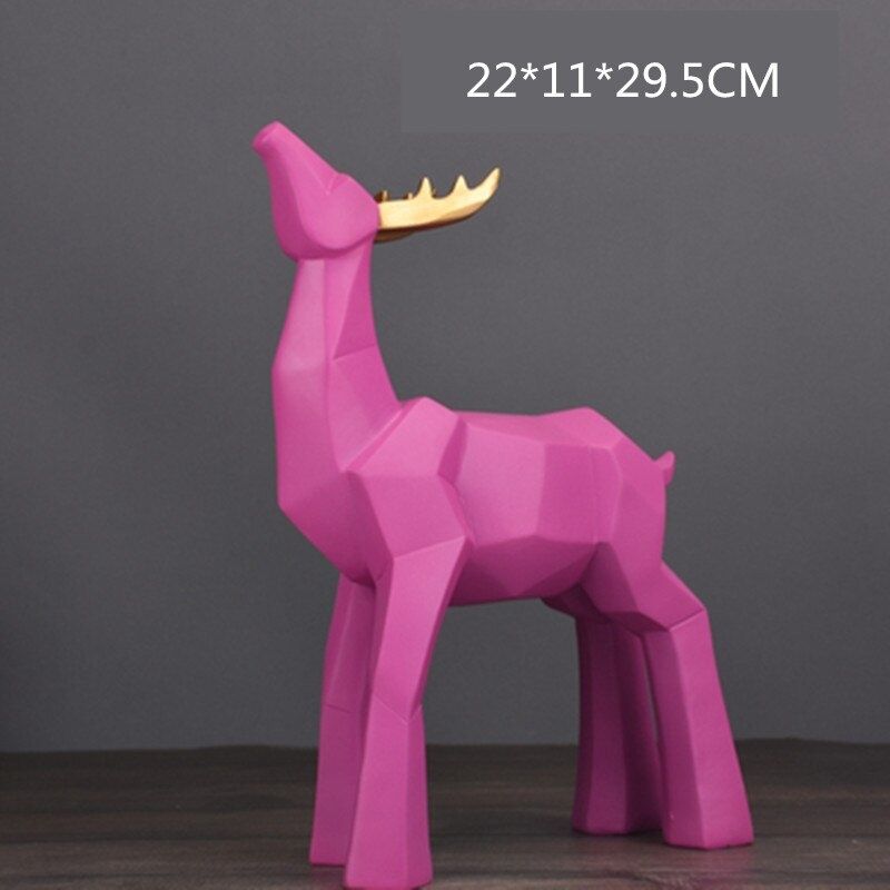 Statue Origami Cerf Rose — Édition Signature