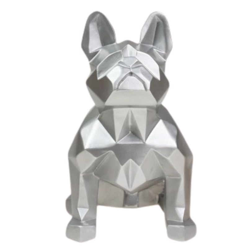 Statue Bouledogue Origami Argent – Édition Luxe