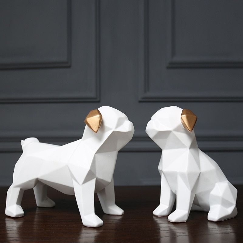 Statue Chien Origami Blanc — Édition Signature