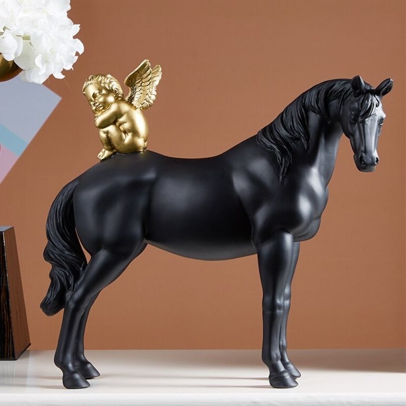 Statue Cheval Noir – Édition Signature