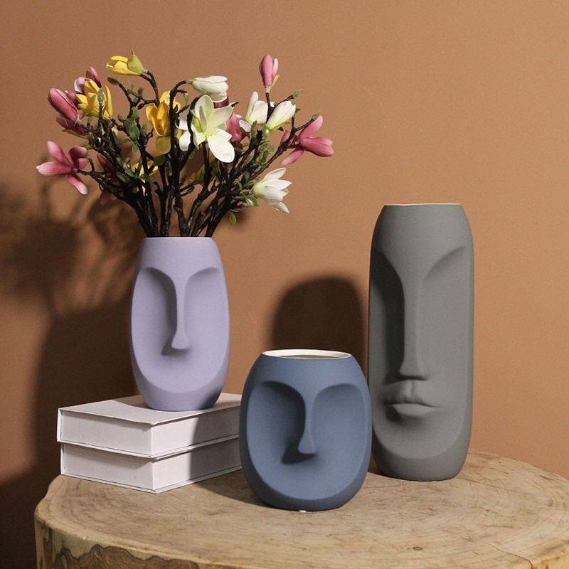 Statue Moaï Vase Gris — Édition Signature