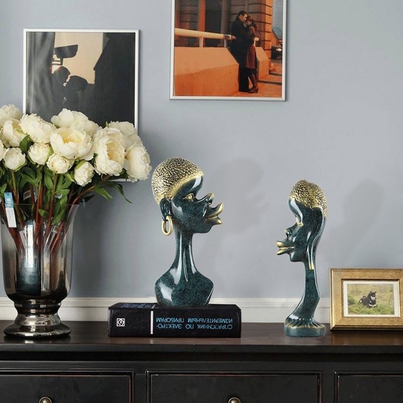 Statue Africaine – Couple Bleu, Collection Signature