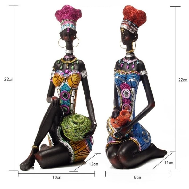 AfroÉlégance: Statue de Femme Africaine Assise