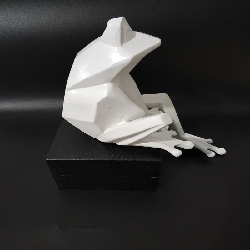 Statue Origami Grenouille Blanche — Édition Premium