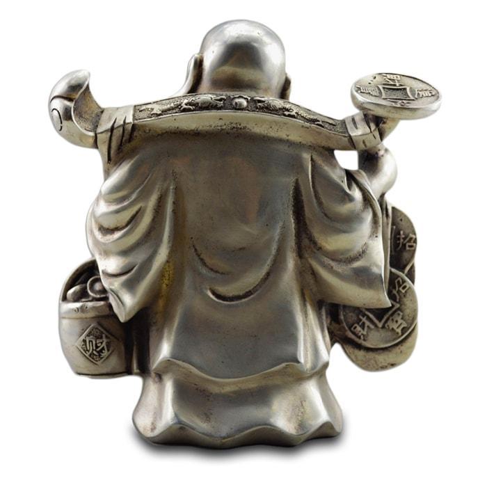 Statue Bouddha Rieur Argenté et Doré – Édition Signature