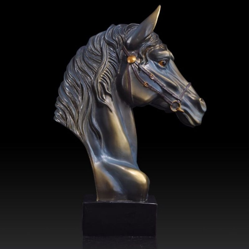 Statue Tête de Cheval en Résine - Édition Prestige