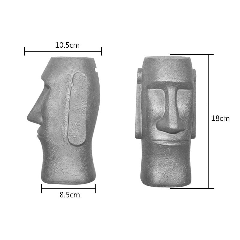 Statue Moaï en Résine Gris – Édition Signature