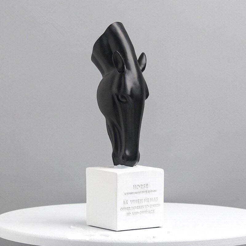 Statue Tête de Cheval Noire — Édition Signature