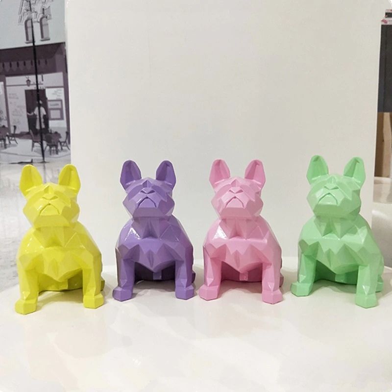 Statue Bouledogue Origami Violet — Édition Signature