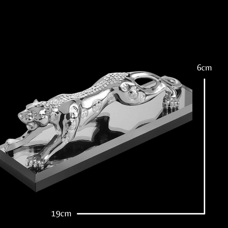 Statue Panthère Argentée – Décoration d'Intérieur