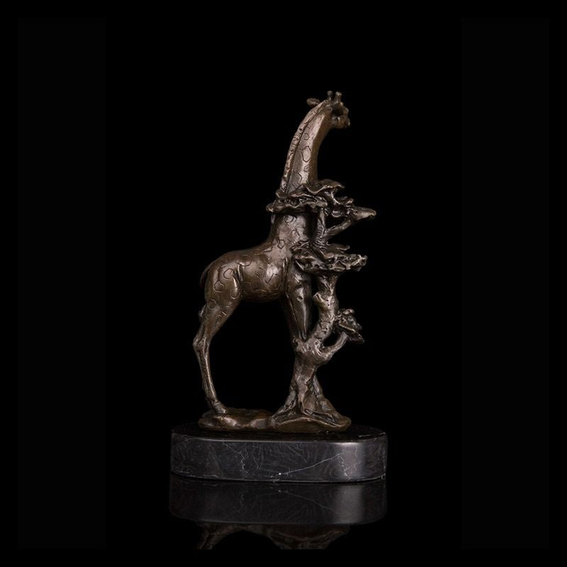 Statue Africaine de Girafe en Cuivre — Édition Premium