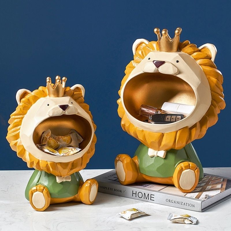Statue Lion: Grosse Tête Verte