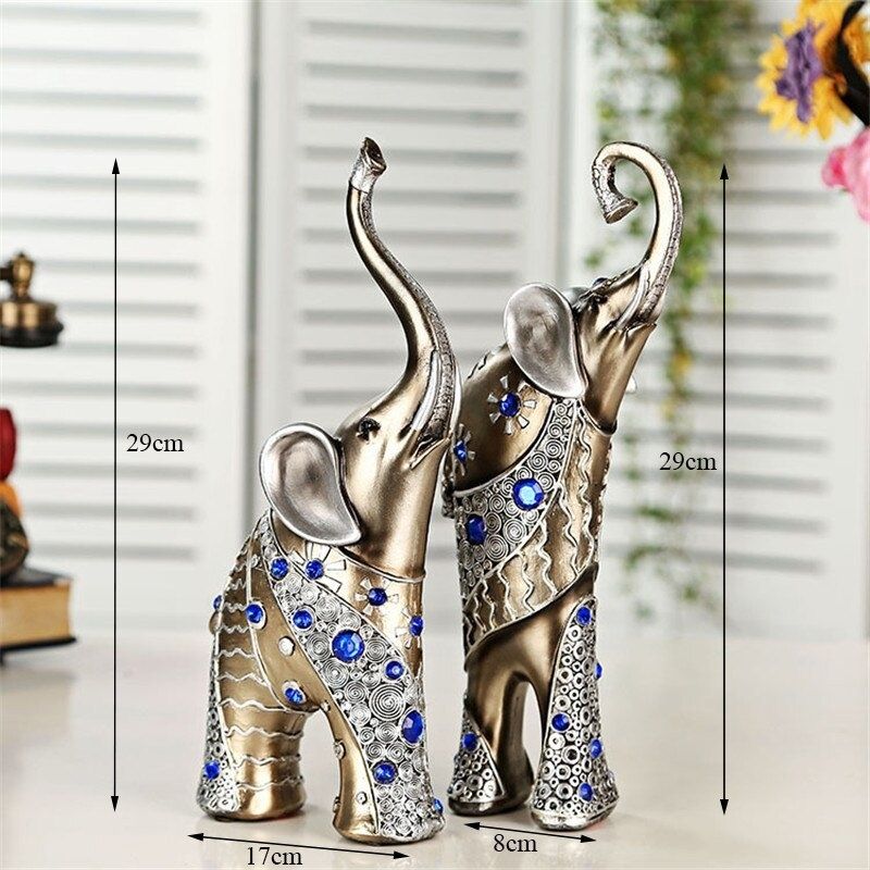 Statue Éléphant Strass Argenté — Collection Luxe