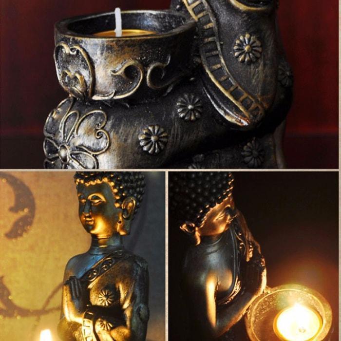 Statue Bouddha avec Bougie Zen
