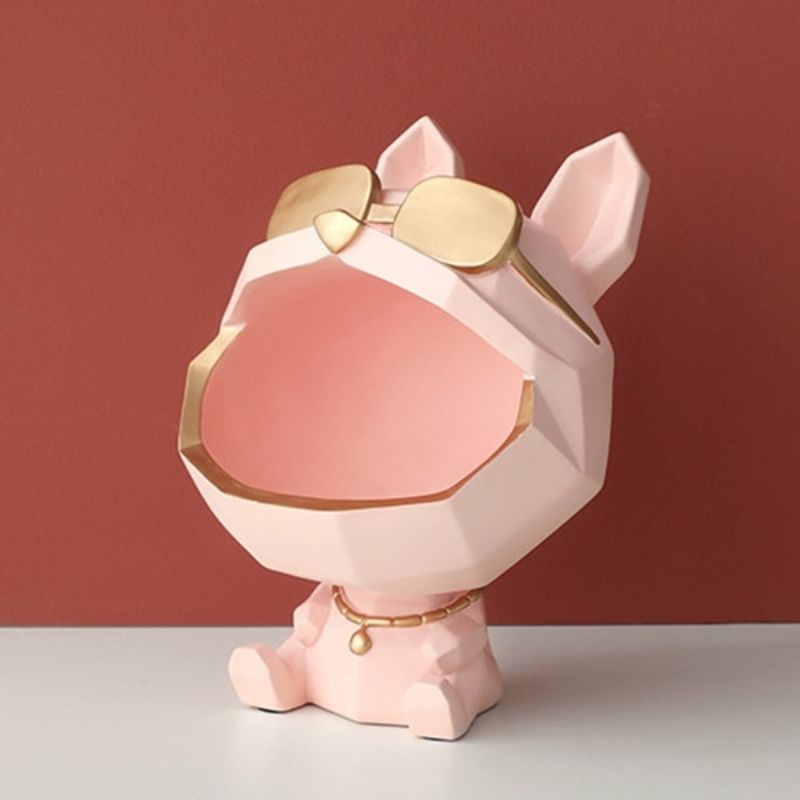 Statue Bouledogue Anglais Rose — Édition Signature