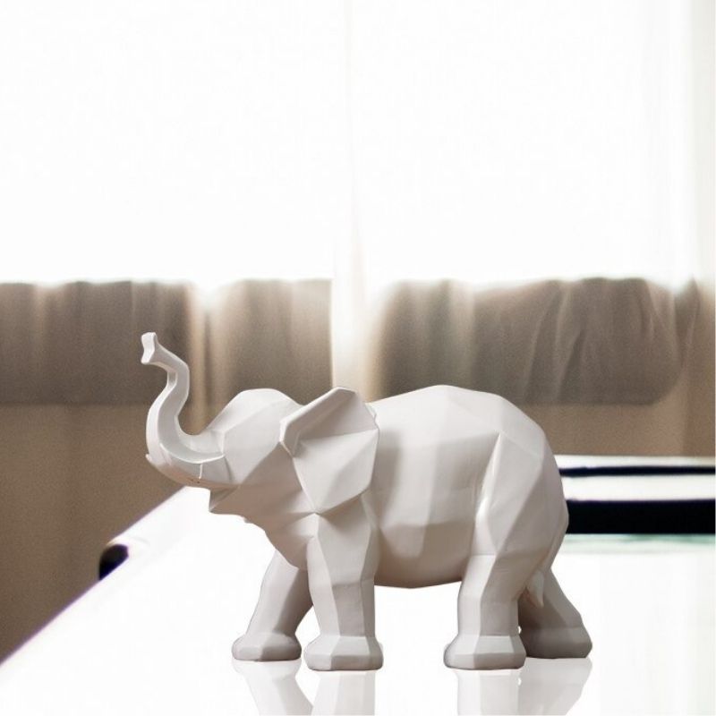 Statue Éléphant Blanc Origami — Édition Signature
