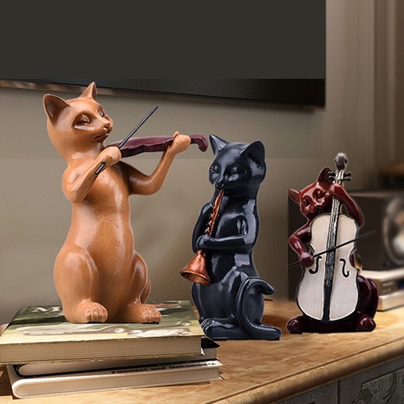 Statue Chat Musicien — Signature