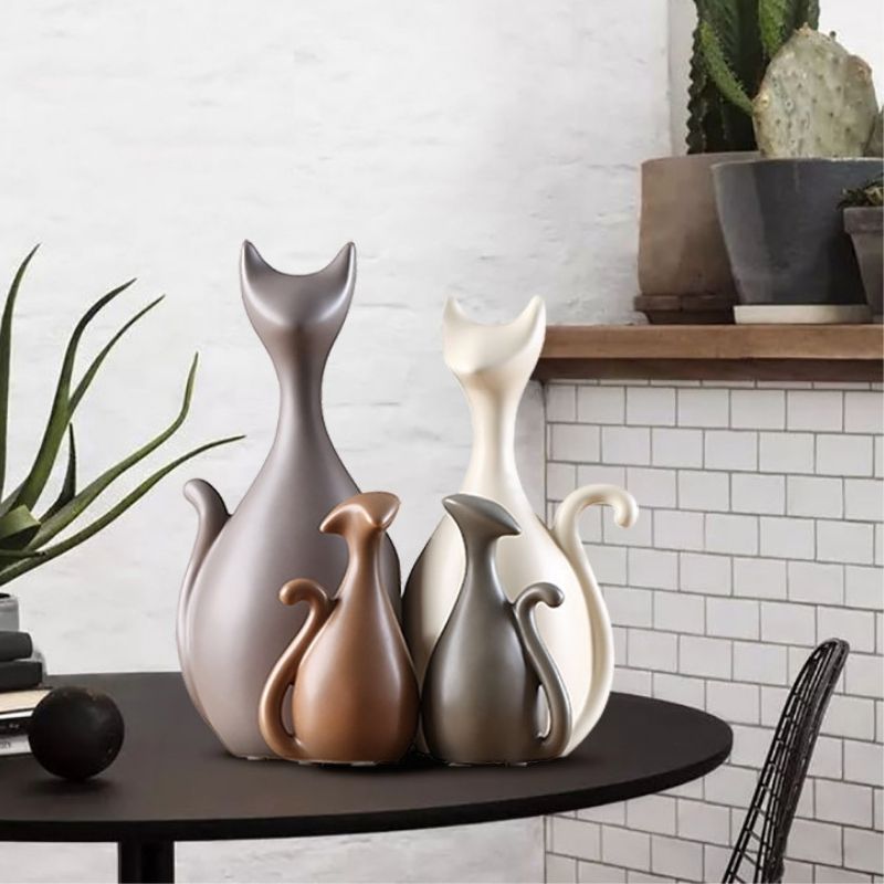 Statue Chat Famille - Signature
