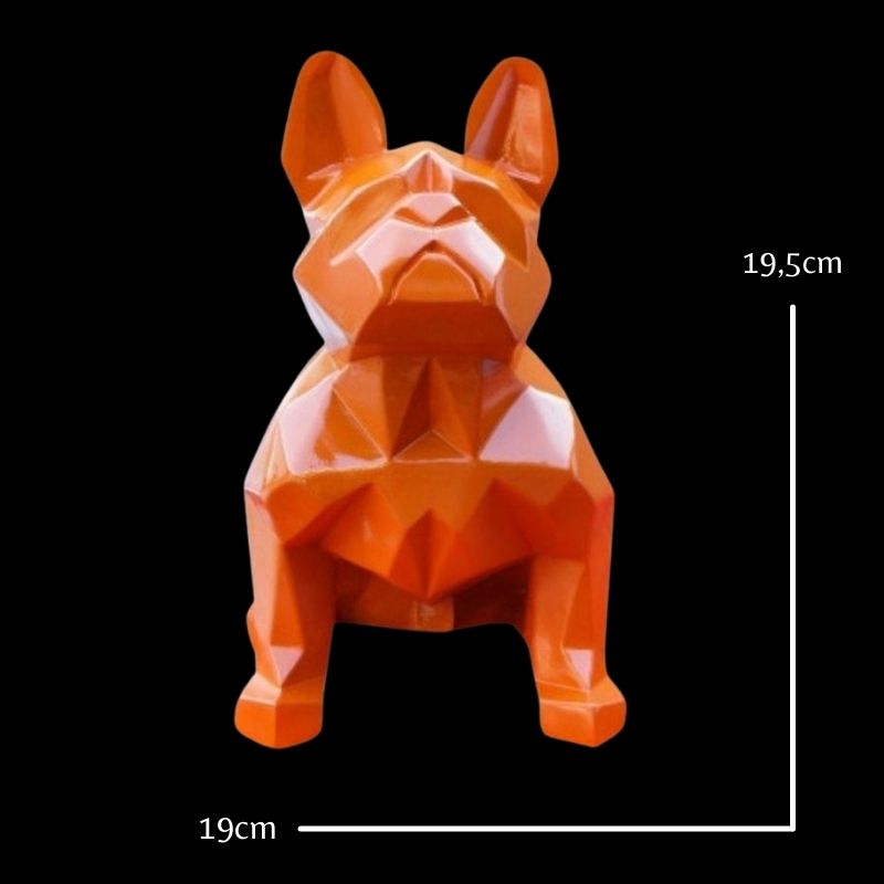 Statue Bouledogue Origami Orange - Édition Signature