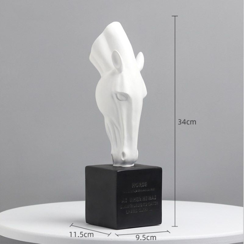 Statue Cheval Tête Blanche — Édition Prestige