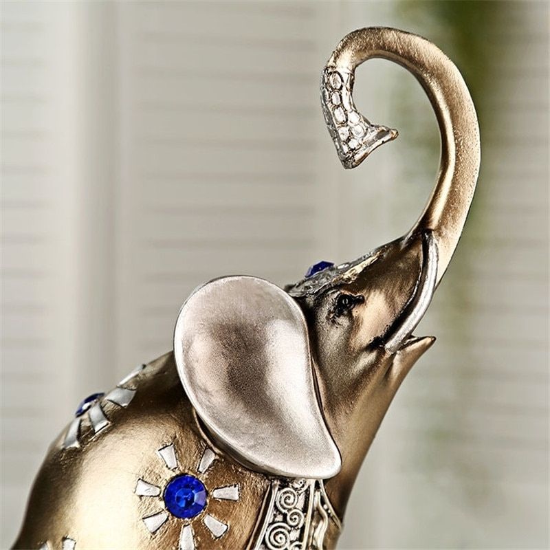 Statue Éléphant Strass Argenté — Collection Luxe