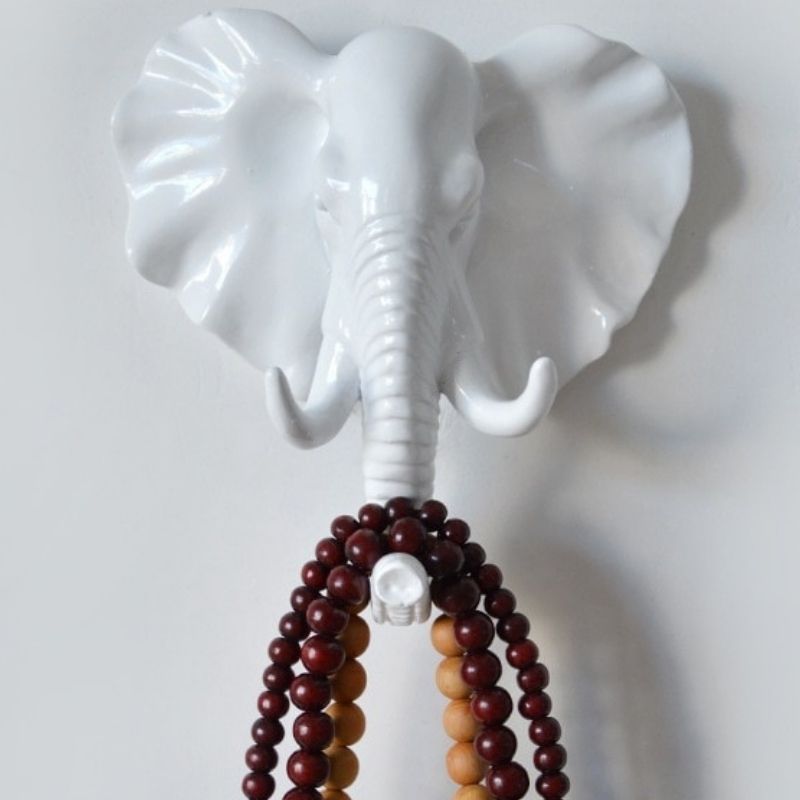 Statue Éléphant Moderne Blanc — Édition Signature