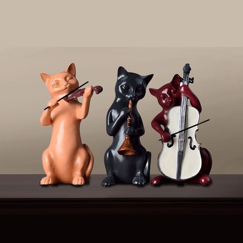 Statue Chat Musicien — Signature