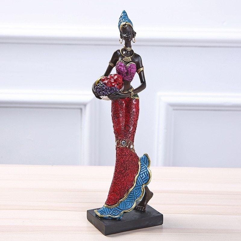 Statue Femme Africaine Rouge – Édition Prestige