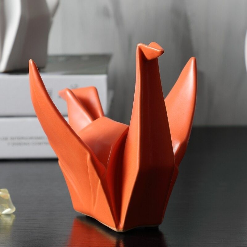 Statue Origami Cocotte Orange — Édition Signature