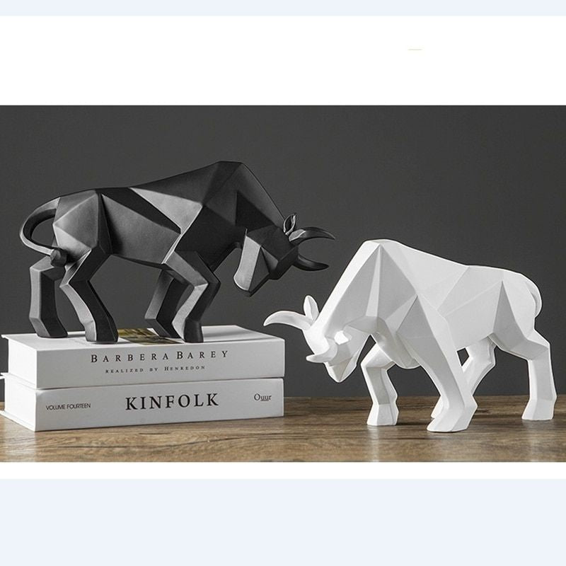 Statue Origami Taureau Noir — Édition Signature