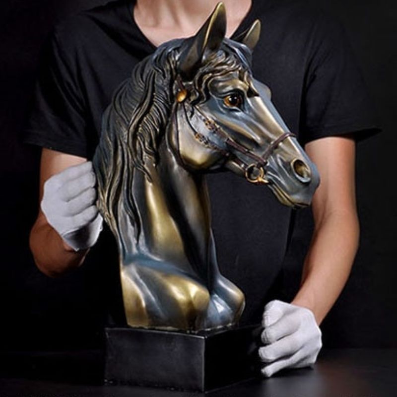 Statue Tête de Cheval en Résine - Édition Prestige