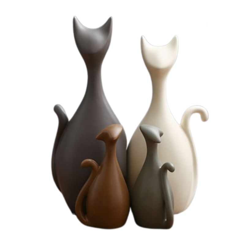 Statue Chat Famille - Signature