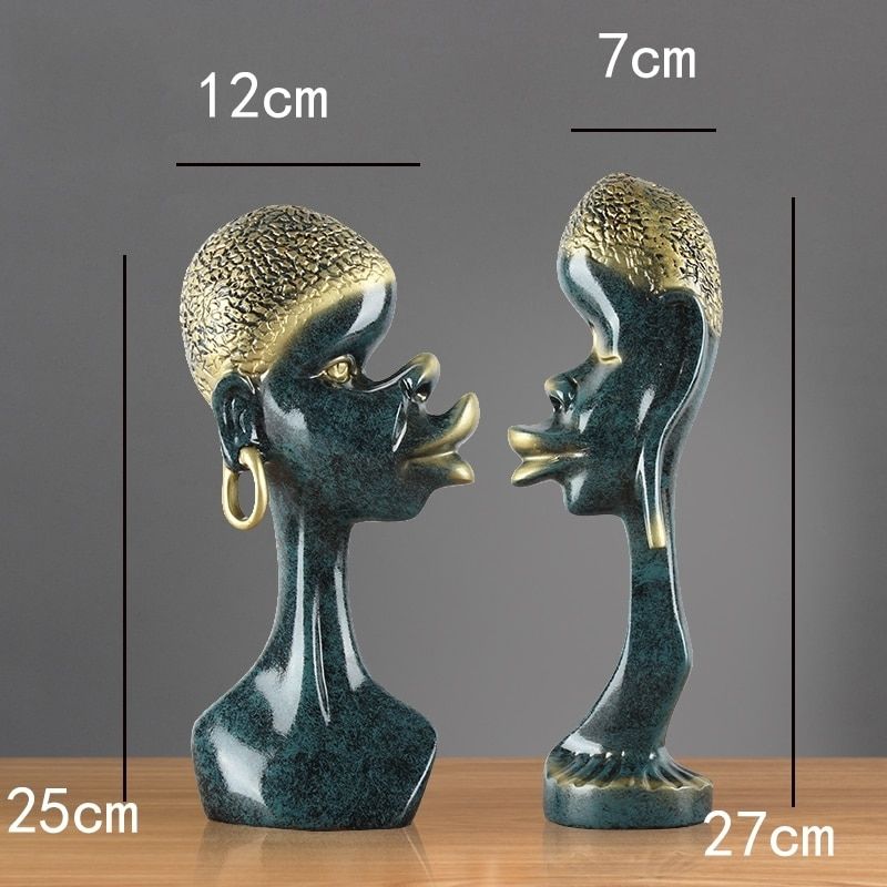 Statue Africaine – Couple Bleu, Collection Signature