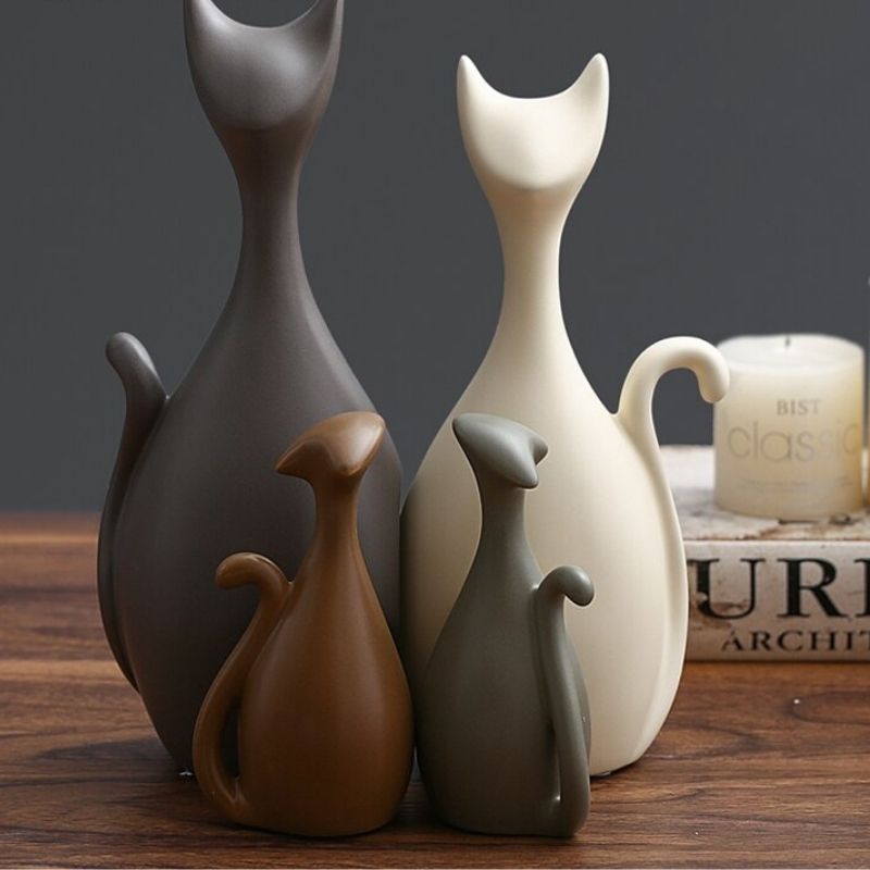 Statue Chat Famille - Signature