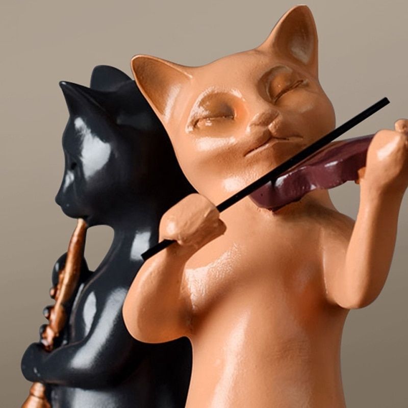 Statue Chat Musicien — Signature