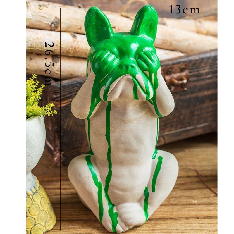 Statue Bouledogue – Édition Peinture Verte