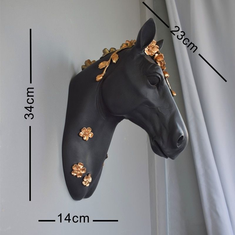 Statue Murale Cheval Noir – Édition Prestige