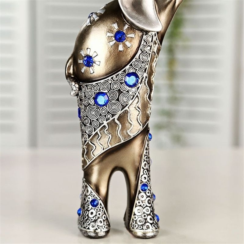 Statue Éléphant Strass Argenté — Collection Luxe