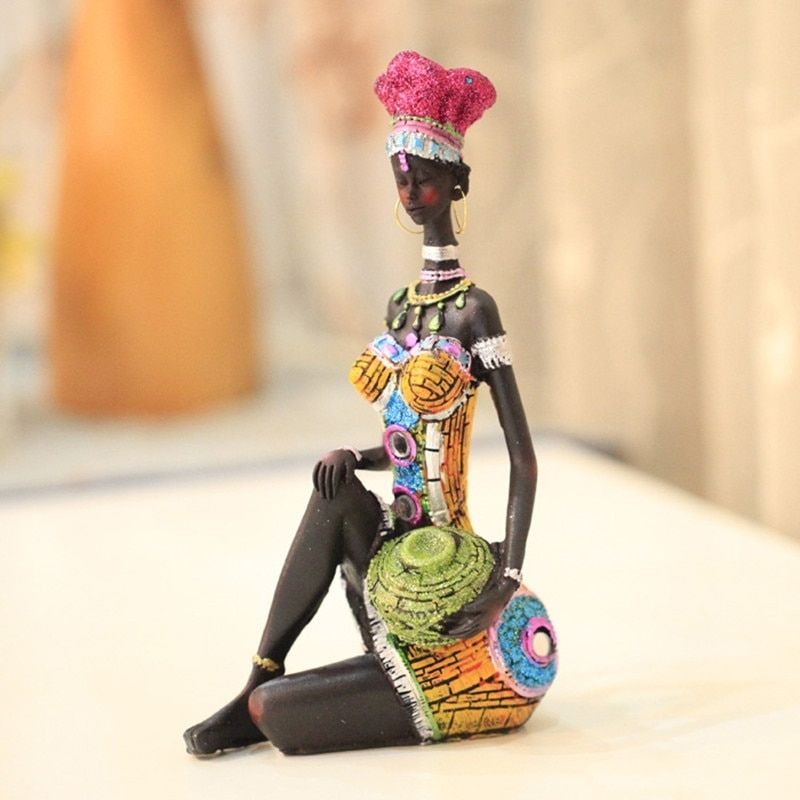 Statue Femme Africaine Colorée - Édition Signature