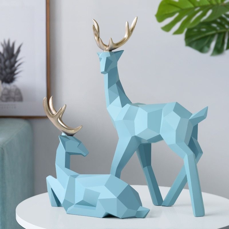 Statue Origami Cerf Bleu — Édition Signature