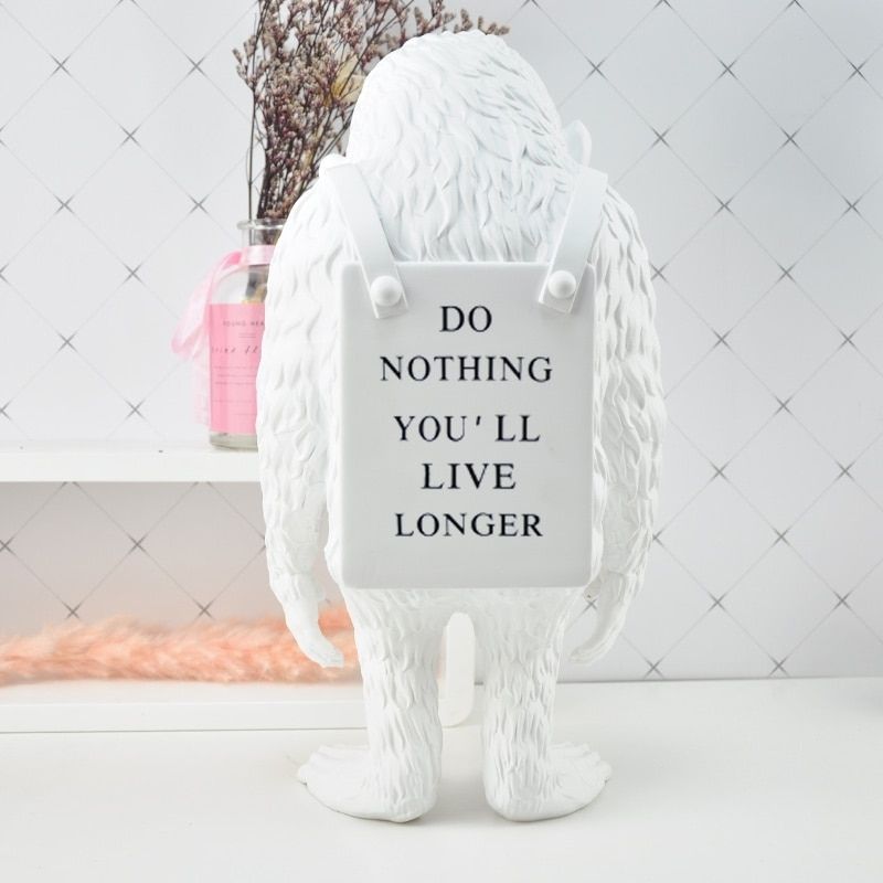 Statue Singe Déco Blanc – Édition Signature