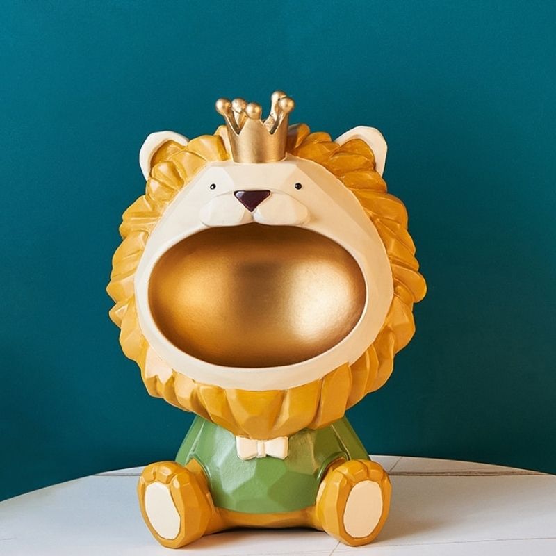Statue Lion: Grosse Tête Verte
