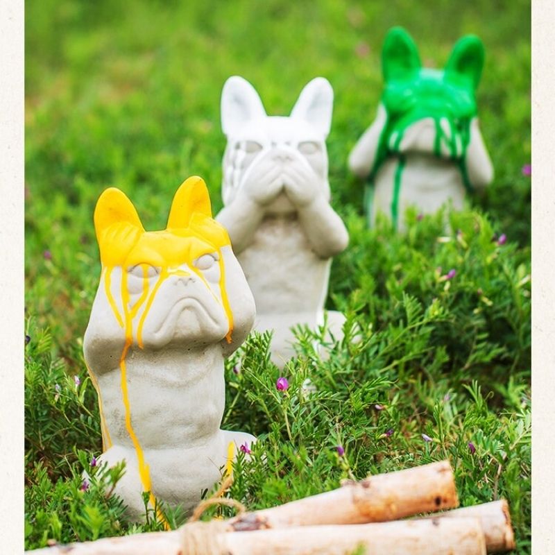 Statue Bouledogue – Édition Peinture Verte