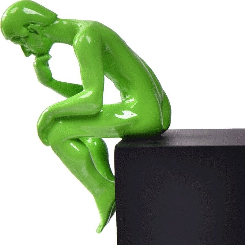Statue Homme Penseur Vert – Édition Premium
