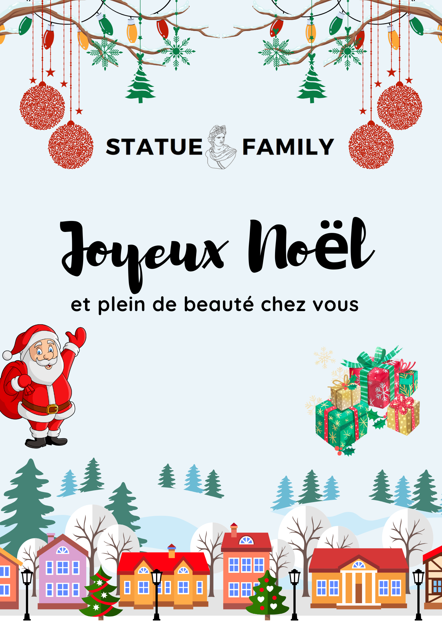 carte-cadeau-de-noel-statue-family