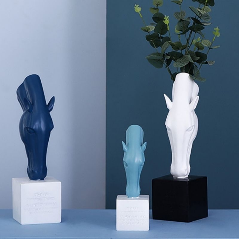 Statue Cheval Tête Blanche — Édition Prestige