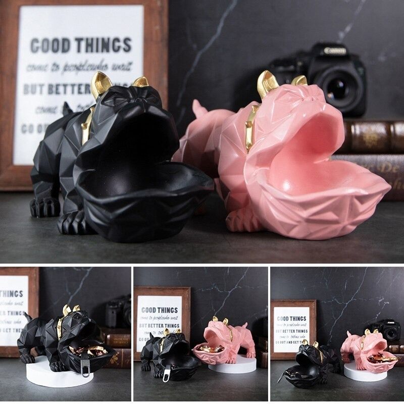 Statue Bouledogue Origami Noir - Édition Signature