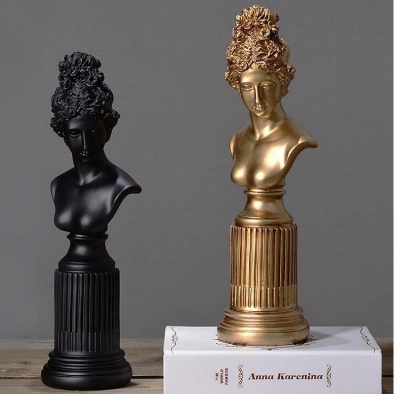 Statue-Buste Grec Noir